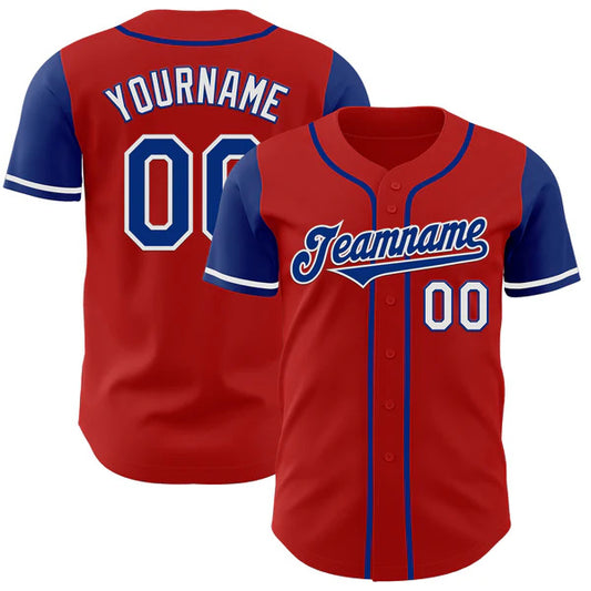 Custom Red Royal-White Authentic Two Tone Baseball Jersey