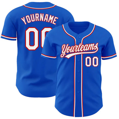 Custom Thunder Blue White-Red Authentic Baseball Jersey