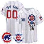 Custom Chicago Cubs Stripes White Fedasgoge Meow KT All Stitched  Jersey 2