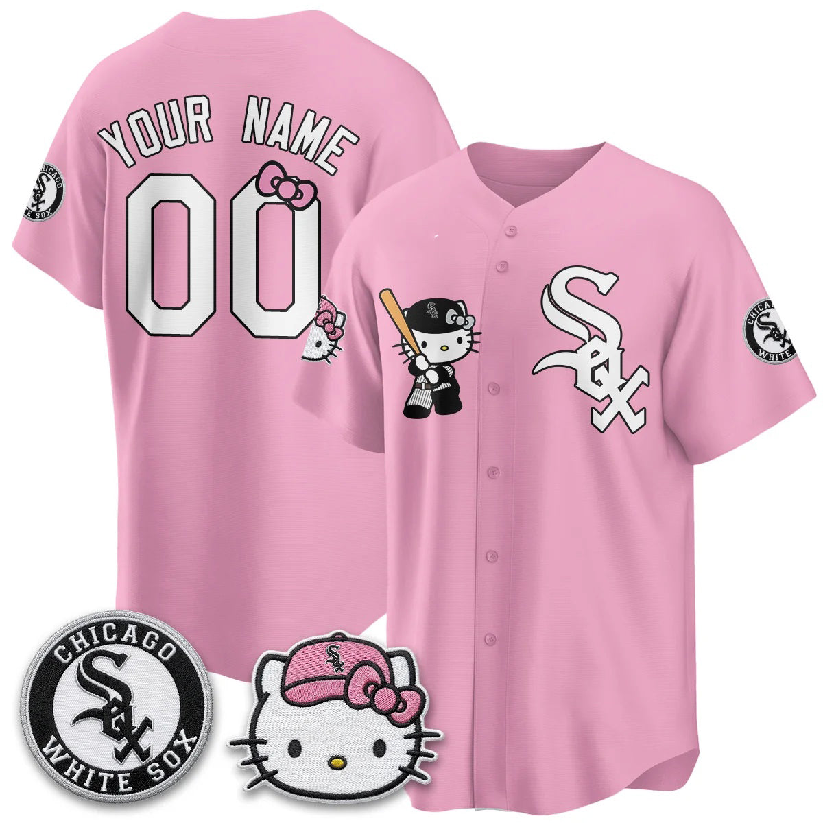Custom Chicago White Sox Pink Fedasgoge Meow KT Vapor Stitched Jersey