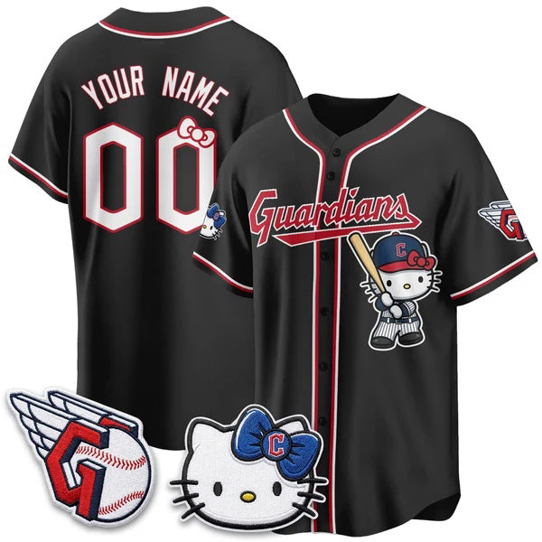 Custom Cleveland Guardians Black Fedasgoge Meow KT Vapor Stitched Jersey