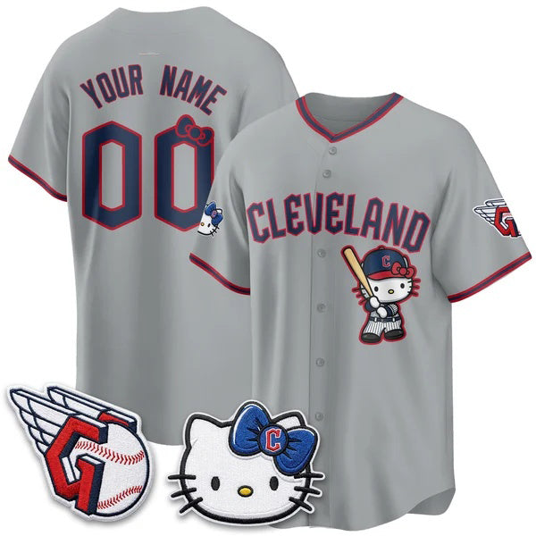 Custom Cleveland Guardians Gray Fedasgoge Meow KT Vapor Stitched Jersey