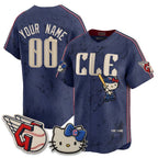 Custom Cleveland Guardians Navy Fedasgoge Meow KT Vapor Stitched Jersey