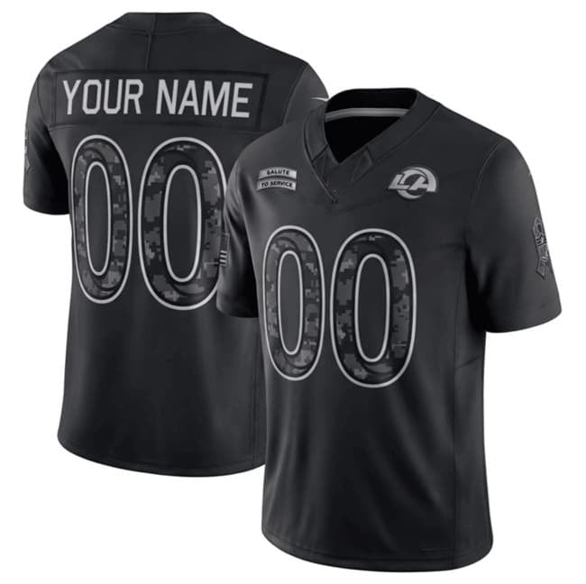 Custom LA.Rams Active Player Black Fedasgoge F.U.S.E. 2026 Salute to Service Limited Stitched Jersey