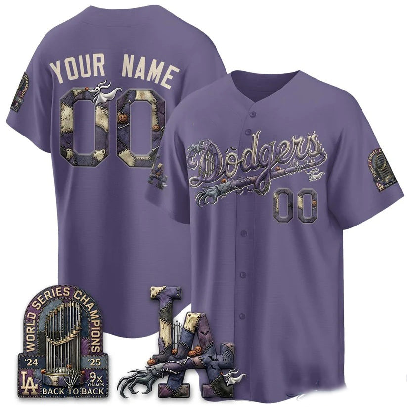 Custom Los Angeles Dodgers Purple Fedasgoge Nightmare Edition Jersey