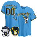 Custom Milwaukee Brewers Blue Fedasgoge Meow KT Night Vapor Limited All Stitched Jersey