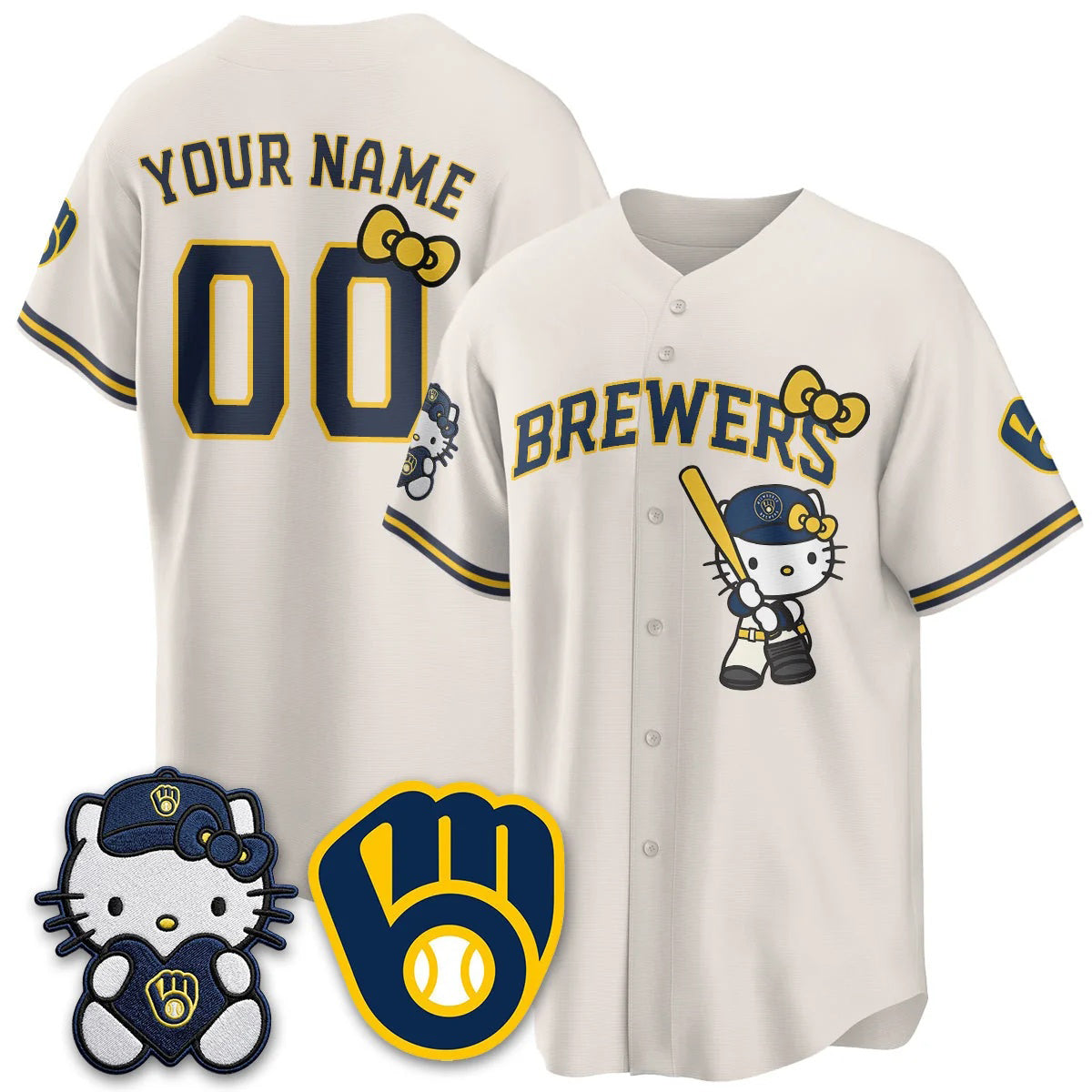 Custom Milwaukee Brewers Cream Fedasgoge Meow KT Night Vapor Limited All Stitched Jersey
