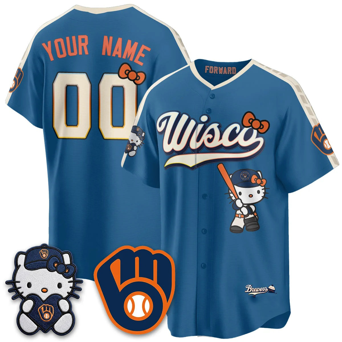 Custom Milwaukee Brewers Mineral Blue Fedasgoge Meow KT Night Vapor Limited All Stitched Jersey 2