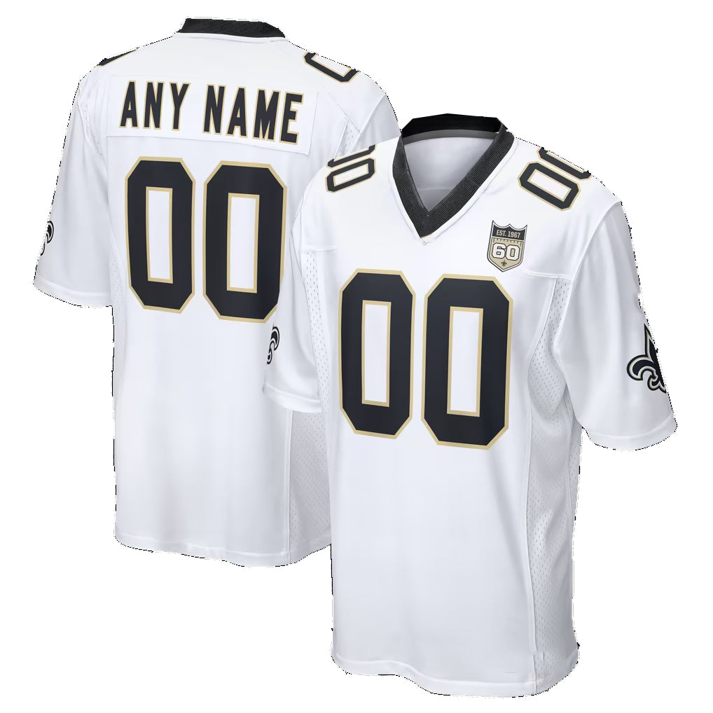 Custom NO.Saints White Fedasgoge 60th Season Game Jersey