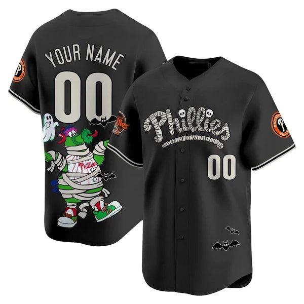 Custom Philadelphia Phillies Black Fedasgoge Phanatic Halloween Vapor Limited Printed Jersey