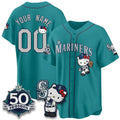 Custom Seattle Mariners x Meow KT Night Aqua Fedasgoge Limited Jersey - All Stitched V2