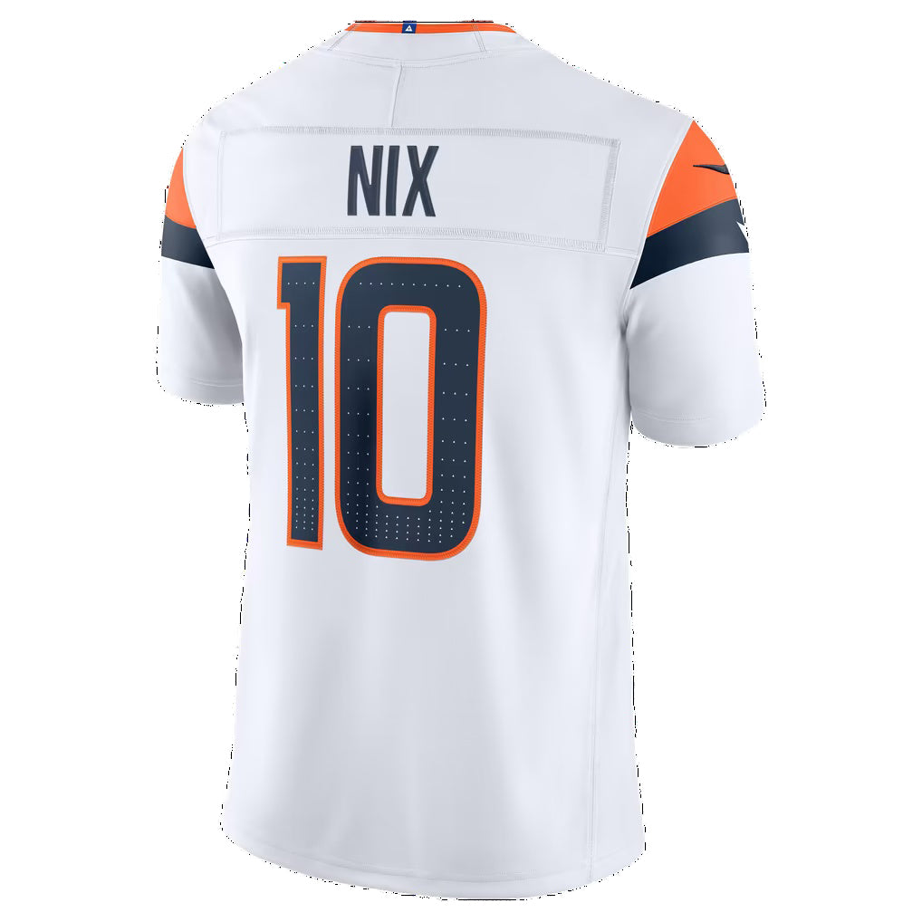 D.Broncos #10 Bo Nix White Vapor F.U.S.E. Stitched Limited Football jersey Fedasgoge