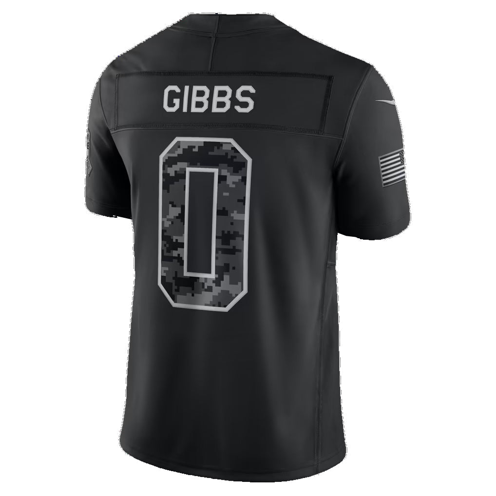 D.Lions #0 Jahmyr Gibbs Black 2026 Salute to Service Stitched Limited Football jersey Fedasgoge