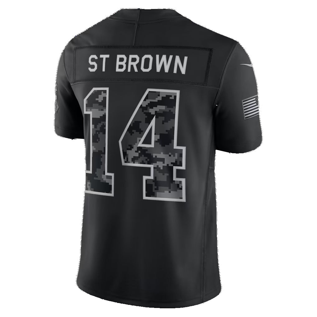 D.Lions #14 Amon-Ra St. Brown Black 2026 Salute to Service Stitched Limited Football jersey Fedasgoge