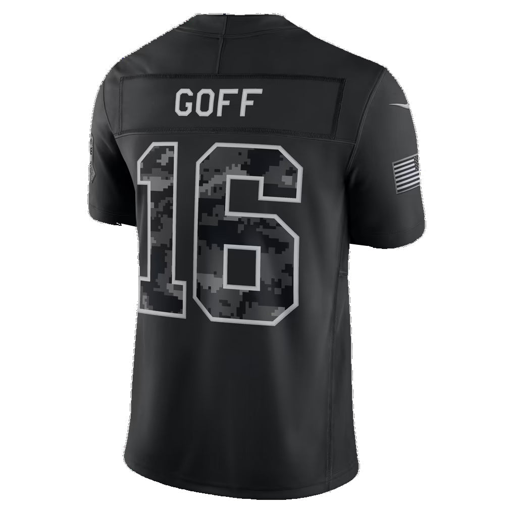 D.Lions #16 Jared Goff Black 2026 Salute to Service Stitched Limited Football jersey Fedasgoge