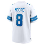 D.Lions #8 Derrick Moore White Game Football jersey Fedasgoge