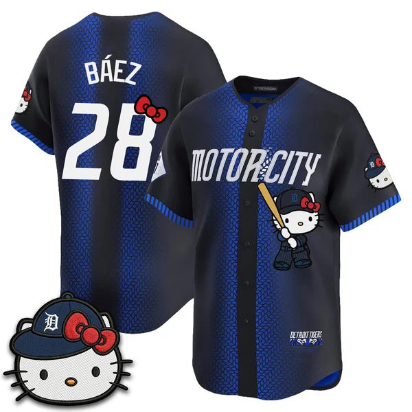Detroit Tigers #28 Javier B¨¢ez Navy Fedasgoge Meow KT Edition Vapor Limited Stitched Jersey