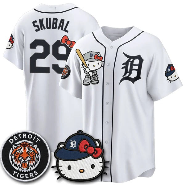 Detroit Tigers #29 Tarik Skubal White Fedasgoge Meow KT Edition Vapor Limited Stitched Jersey