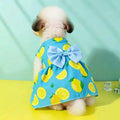 Dog Princess Dress Summer Kitten Pet Skirt Blue Lemon Bow Lace Dog Dresses for Small Medium Puppies Poodle Chihuahua Apparel