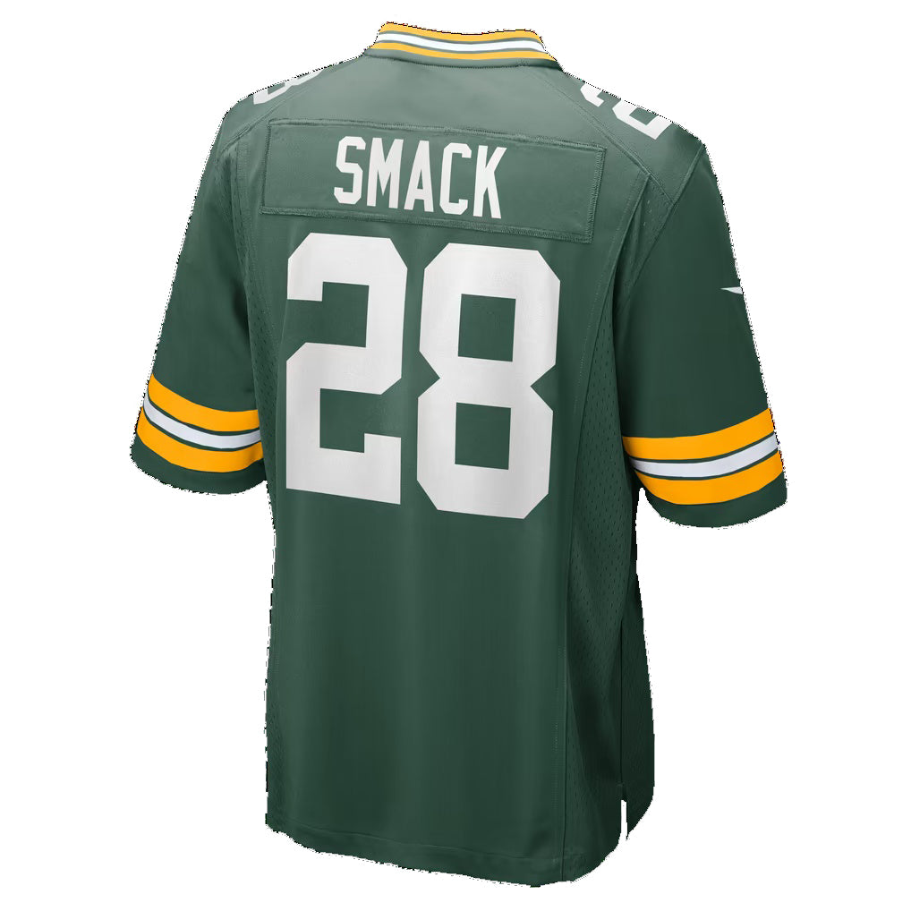 GB.Packers #28 Trey Smack Green Team Game Football jersey Fedasgoge