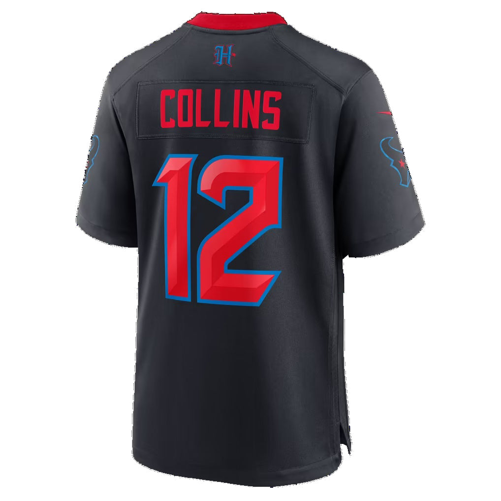 H.Texans #12 Nico Collins Navy Alternate 2 25th Season Game Football jersey Fedasgoge