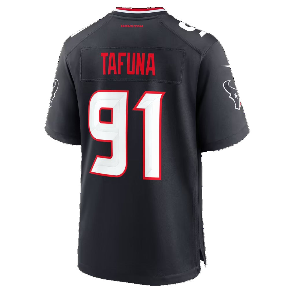 H.Texans #91 Junior Tafuna Navy Fedasgoge Team Game Jersey