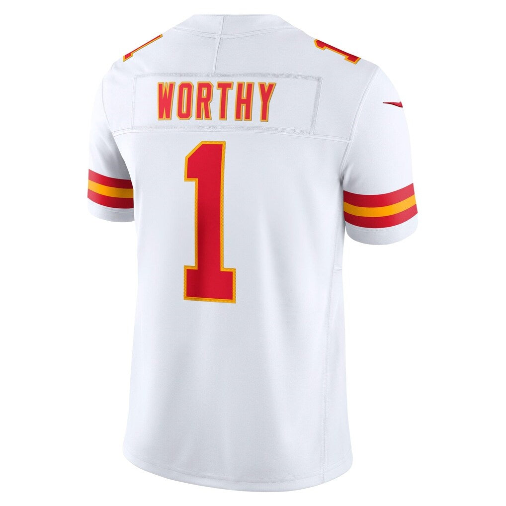 KC.Chiefs #1 Xavier Worthy White Vapor F.U.S.E. Stitched Limited Jersey Fedasgoge