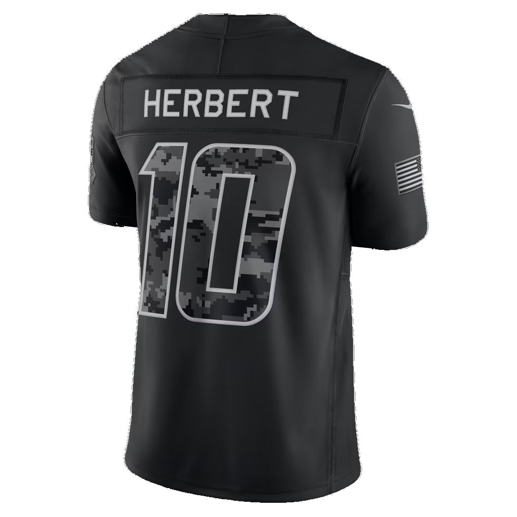 LA.Chargers #10 Justin Herbert Black 2026 Salute to Service Stitched Limited Football jersey Fedasgoge