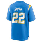 LA.Chargers #22 Genesis Smith Powder Blue Team Game Football jersey Fedasgoge