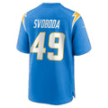 LA.Chargers #49 Evan Svoboda Powder Blue Team Game Football jersey Fedasgoge