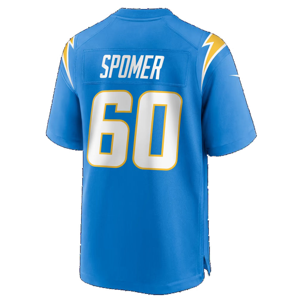 LA.Chargers #60 Jacob Spomer Powder Blue Team Game Football jersey Fedasgoge
