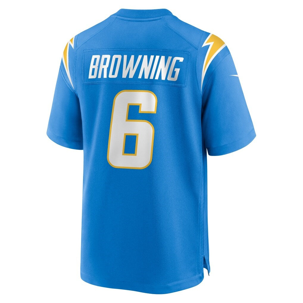 LA.Chargers #6 Jake Browning Powder Blue Team Game Jersey Fedasgoge