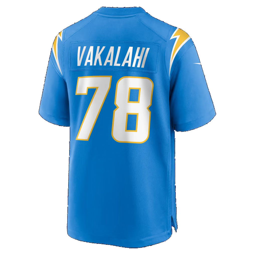 LA.Chargers #78 Laekin Vakalahi Powder Blue Team Game Football jersey Fedasgoge