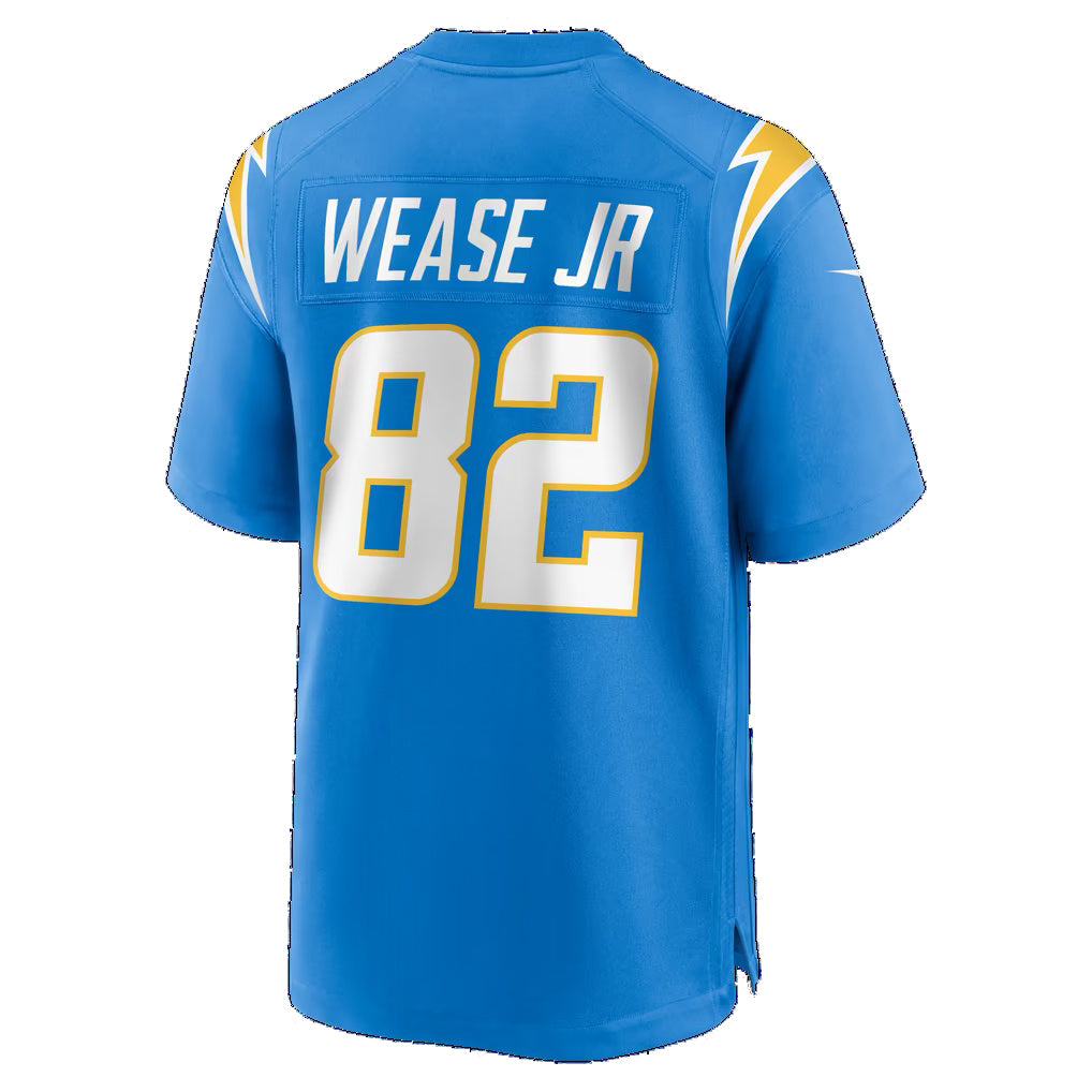 LA.Chargers #82 Theo Wease Jr. Powder Blue Team Game Football jersey Fedasgoge
