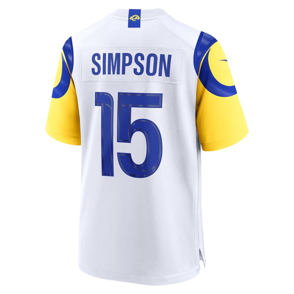 LA.Rams #15 Ty Simpson White Game Football jersey Fedasgoge