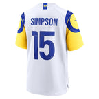 LA.Rams #15 Ty Simpson White Game Football jersey Fedasgoge