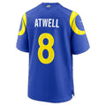 LA.Rams #8 Tutu Atwell Royal Team Game Football jersey Fedasgoge