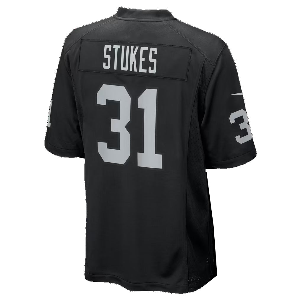 LV.Raiders #31 Treydan Stukes Black Team Game Football jersey Fedasgoge