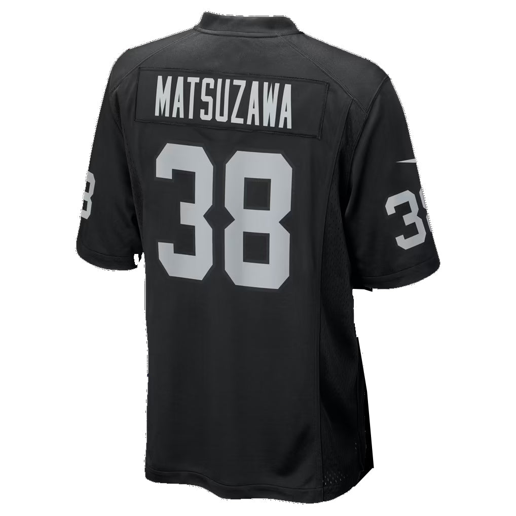 LV.Raiders #38 Kansei Matsuzawa Black Team Game Football jersey Fedasgoge