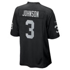 LV.Raiders #3 Taron Johnson Black Team Game Football jersey Fedasgoge