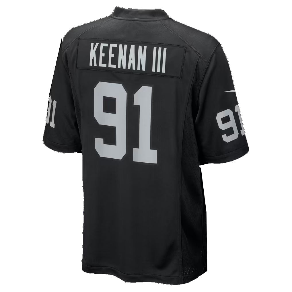 LV.Raiders #91 Tim Keenan III Black Fedasgoge Game Player Jersey