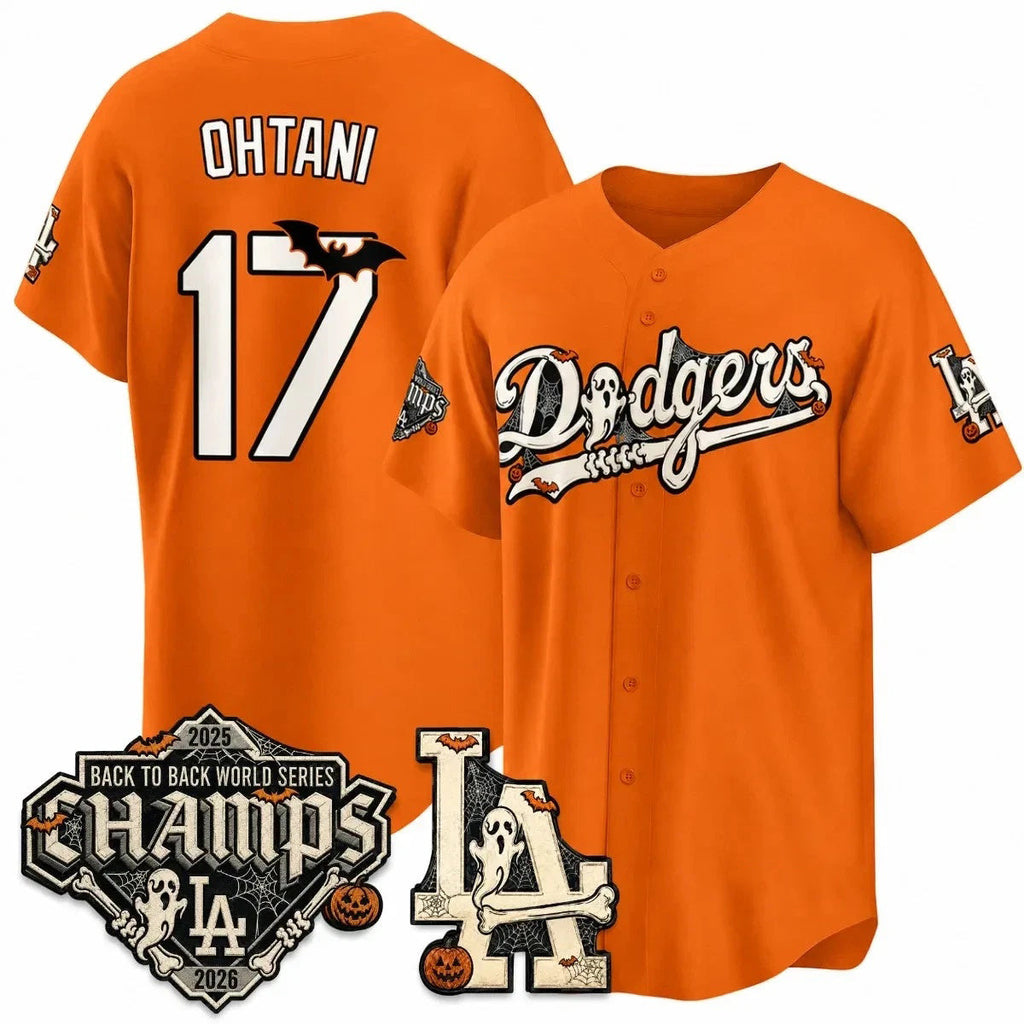 Los Angeles Dodgers #17 Shohei Ohtani Orange Halloween 2026 Baseball jersey Fedasgoge