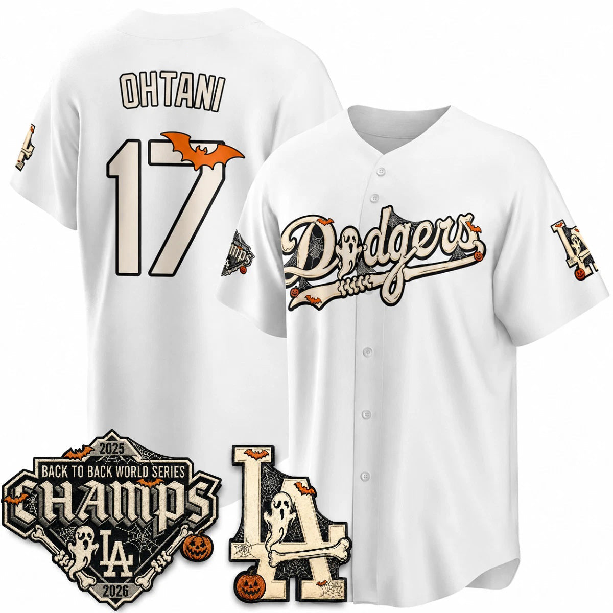 Los Angeles Dodgers #17 Shohei Ohtani White Halloween 2026 Baseball jersey Fedasgoge