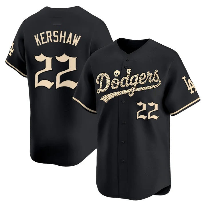 Los Angeles Dodgers #22 Clayton Kershaw Black 'Halloween Mummy Edition' Premier Limited jersey Fedasgoge - Stitched Baseball jersey Fedasgoge