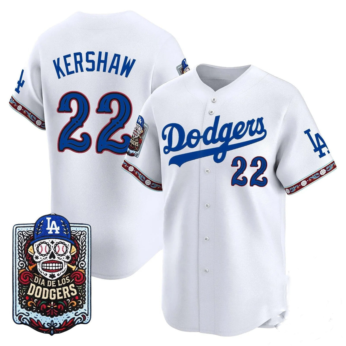 Los Angeles Dodgers #22 Clayton Kershaw x Dia De Los Muertos White 2026 Baseball jersey Fedasgoge
