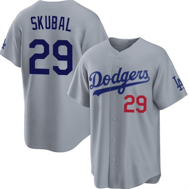 Los Angeles Dodgers #29 Tarik Skubal Gray Cool Base Stitched Jersey Fedasgoge