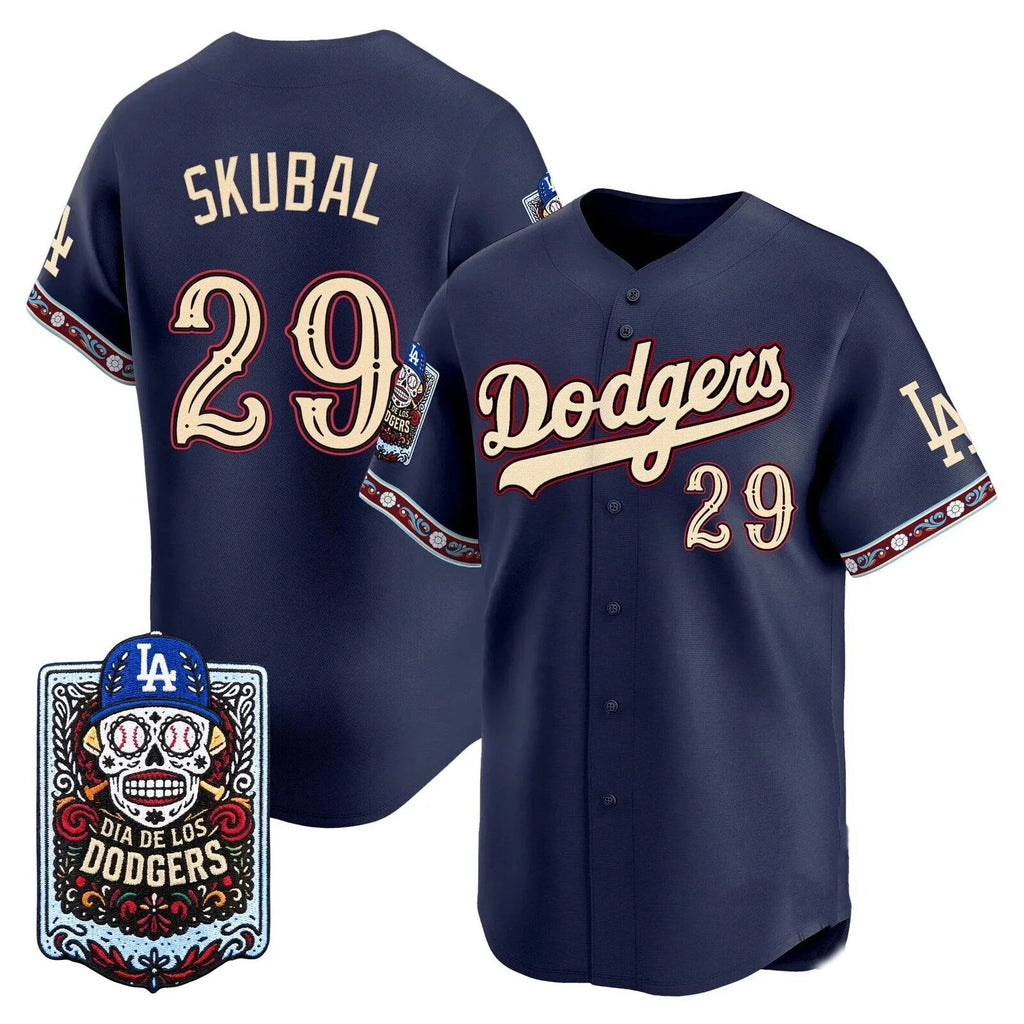 Los Angeles Dodgers #29 Tarik Skubal x Dia De Los Muertos Navy 2026 Baseball jersey Fedasgoge