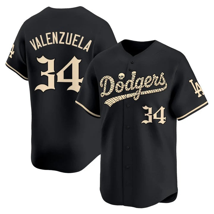 Los Angeles Dodgers #34 Fernando Valenzuela Black 'Halloween Mummy Edition' Premier Limited jersey Fedasgoge - Stitched Baseball jersey Fedasgoge