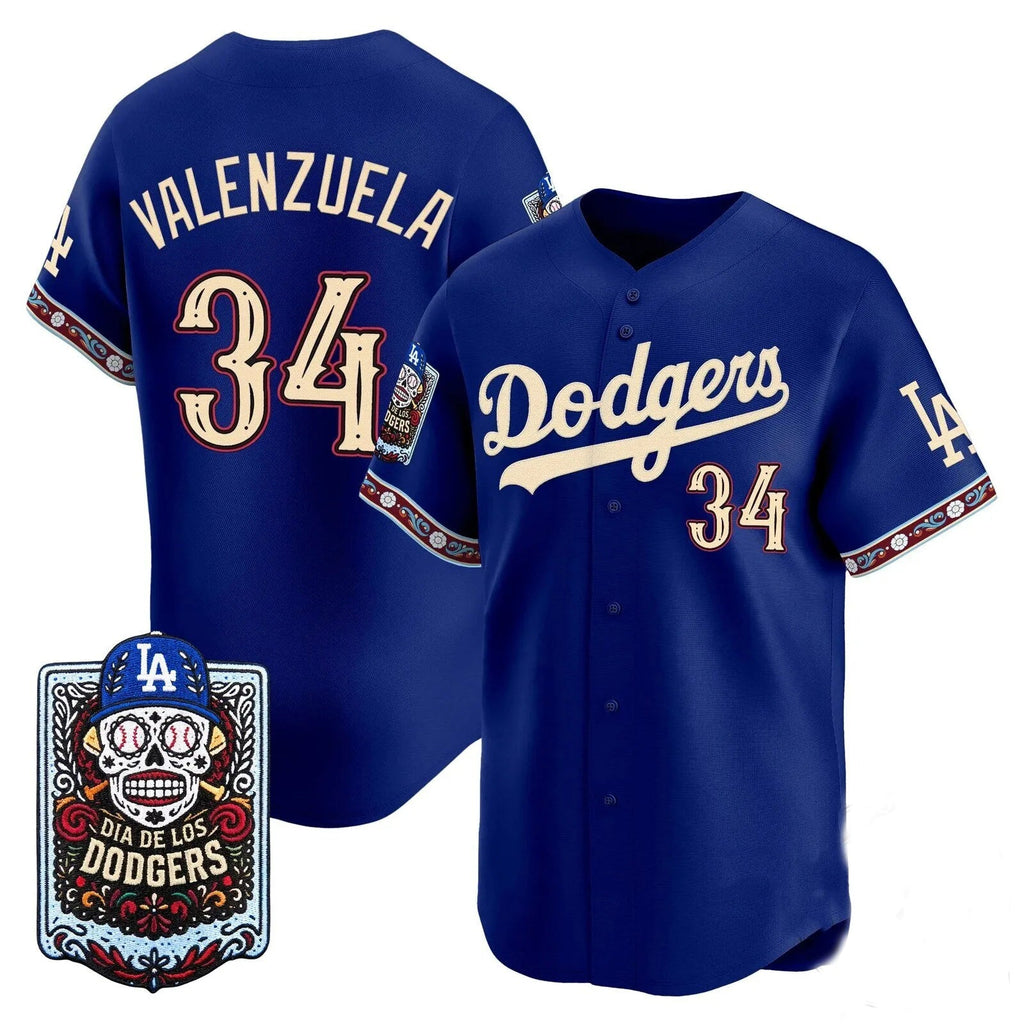 Los Angeles Dodgers #34 Fernando Valenzuela x Dia De Los Muertos Royal 2026 Baseball jersey Fedasgoge