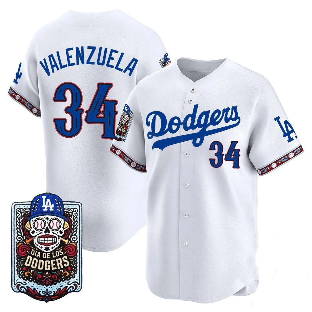 Los Angeles Dodgers #34 Fernando Valenzuela x Dia De Los Muertos White 2026 Baseball jersey Fedasgoge